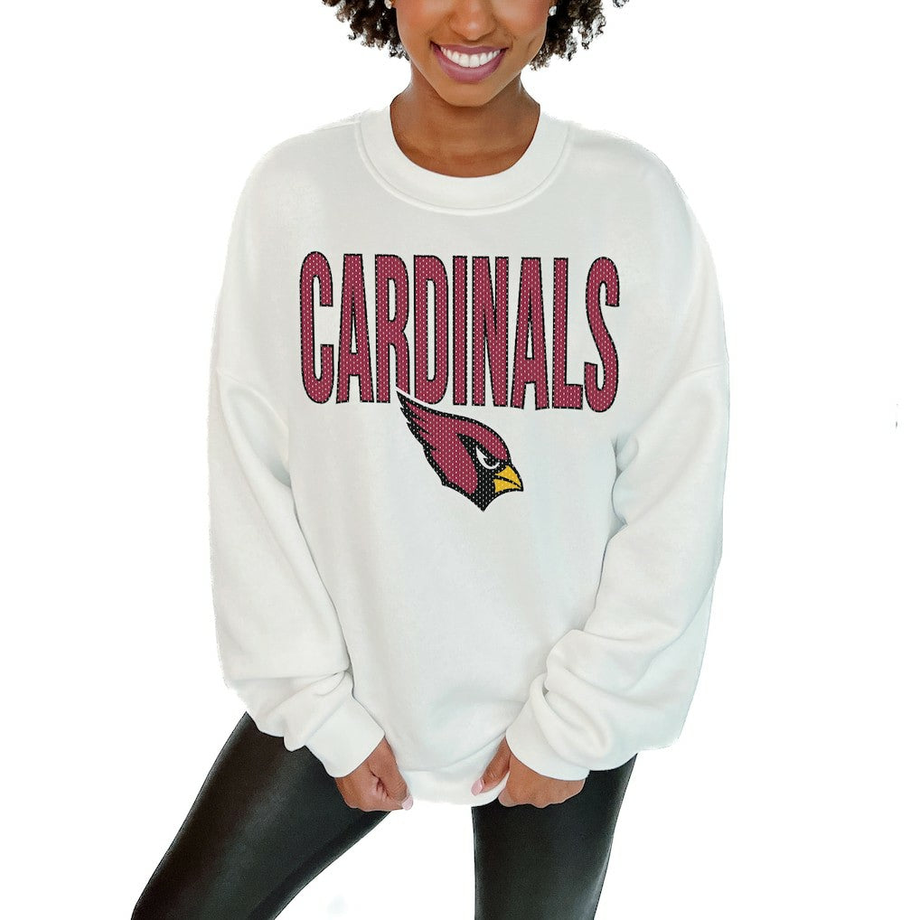 Arizona Cardinals Gameday Couture Women's Just Go With It Oversized Long Sleeve Crewneck Sweatshirt – White - NFL