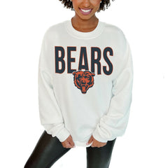 Chicago Bears Gameday Couture Women's Just Go With It Oversized Long Sleeve Crewneck Sweatshirt – White - NFL