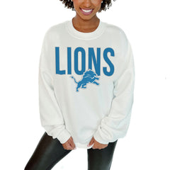 Detroit Lions Gameday Couture Women's Just Go With It Oversized Long Sleeve Crewneck Sweatshirt – White - NFL