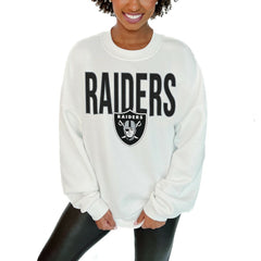 Las Vegas Raiders Gameday Couture Women's Just Go With It Oversized Long Sleeve Crewneck Sweatshirt – White - NFL