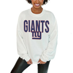 New York Giants Gameday Couture Women's Just Go With It Oversized Long Sleeve Crewneck Sweatshirt – White - NFL
