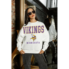 Minnesota Vikings Gameday Couture Women's Sunday Drives Oversized Crewneck Pullover Sweatshirt – White - NFL