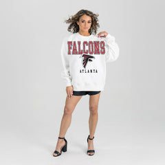Atlanta Falcons Gameday Couture Women's Sunday Drives Oversized Crewneck Pullover Sweatshirt – White - NFL