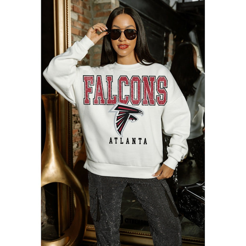 Atlanta Falcons Gameday Couture Women's Sunday Drives Oversized Crewneck Pullover Sweatshirt – White - NFL