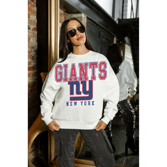 New York Giants Gameday Couture Women's Sunday Drives Oversized Crewneck Pullover Sweatshirt – White - NFL
