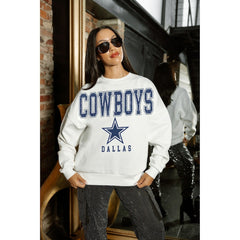 Dallas Cowboys Gameday Couture Women's Sunday Drives Oversized Crewneck Pullover Sweatshirt – White - NFL