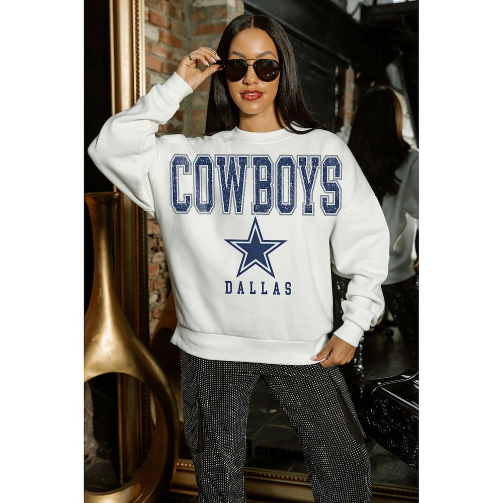 Dallas Cowboys Gameday Couture Women's Sunday Drives Oversized Crewneck Pullover Sweatshirt – White - NFL