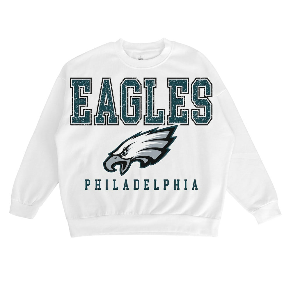 Philadelphia Eagles Gameday Couture Women's Sunday Drives Oversized Crewneck Pullover Sweatshirt – White - NFL