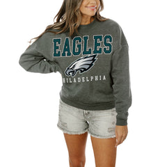 Philadelphia Eagles Gameday Couture Women's Oversized Bring The Energy Pullover Sweatshirt – Charcoal - NFL