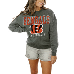 Cincinnati Bengals Gameday Couture Women's Oversized Bring The Energy Pullover Sweatshirt – Charcoal - NFL