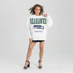 Seattle Seahawks Gameday Couture Women's Sunday Drives Oversized Crewneck Pullover Sweatshirt – White - NFL