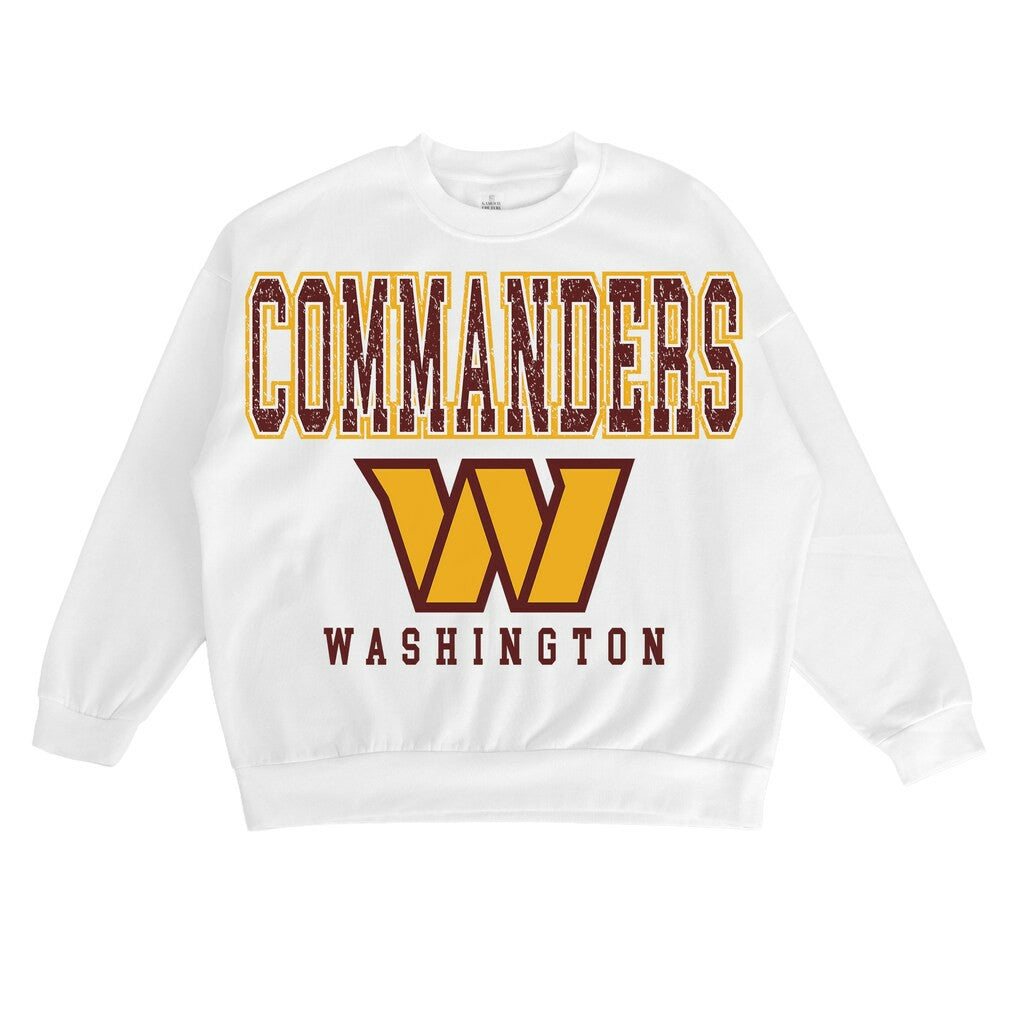 Washington Commanders Gameday Couture Women's Sunday Drives Oversized Crewneck Pullover Sweatshirt – White - NFL