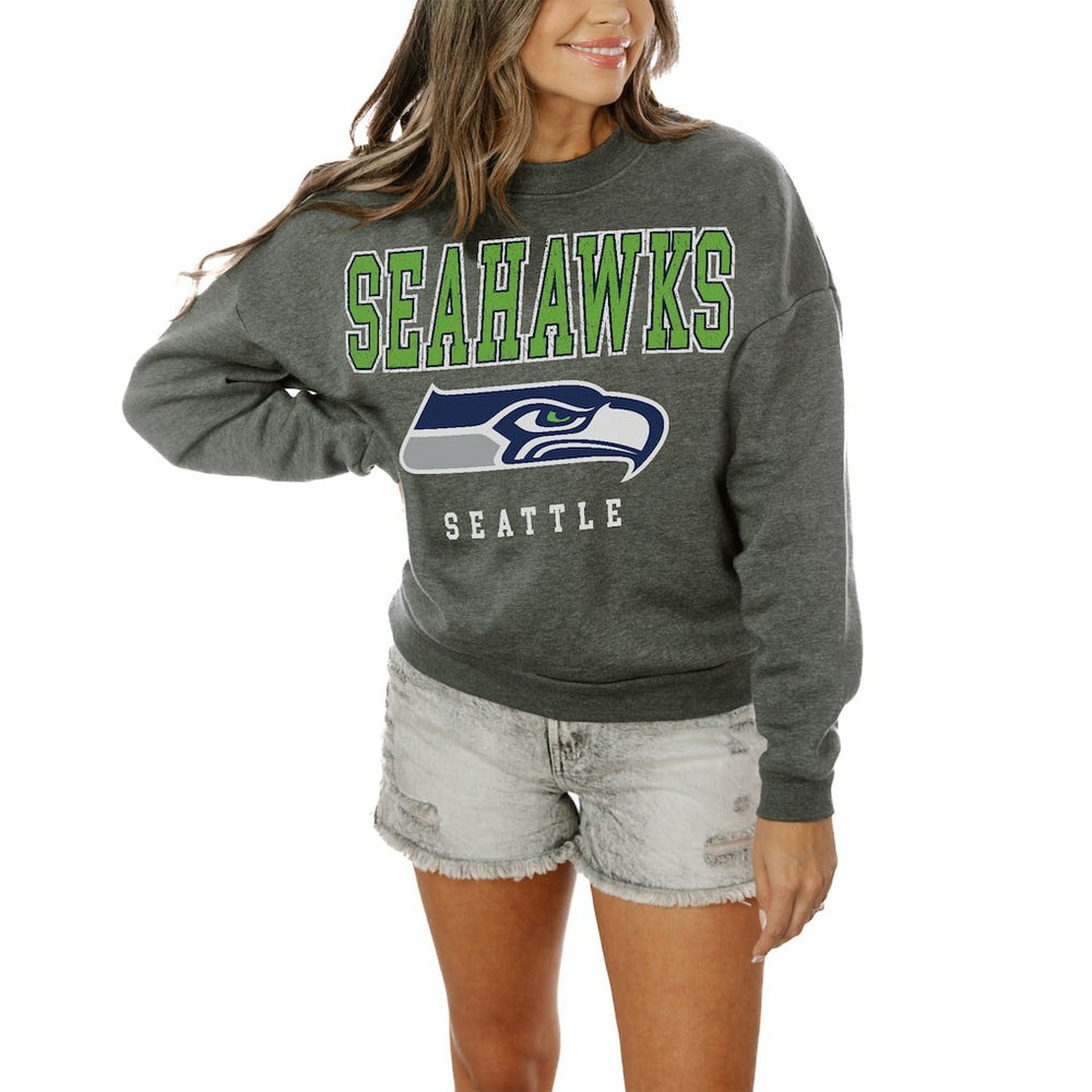 Seattle Seahawks Gameday Couture Women's Oversized Bring The Energy Pullover Sweatshirt – Charcoal - NFL