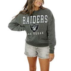 Las Vegas Raiders Gameday Couture Women's Oversized Bring The Energy Pullover Sweatshirt – Charcoal - NFL