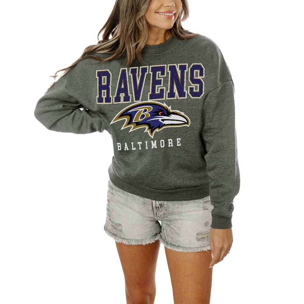 Baltimore Ravens Gameday Couture Women's Oversized Bring The Energy Pullover Sweatshirt – Charcoal - NFL