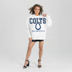 Indianapolis Colts Gameday Couture Women's Sunday Drives Oversized Crewneck Pullover Sweatshirt – White - NFL