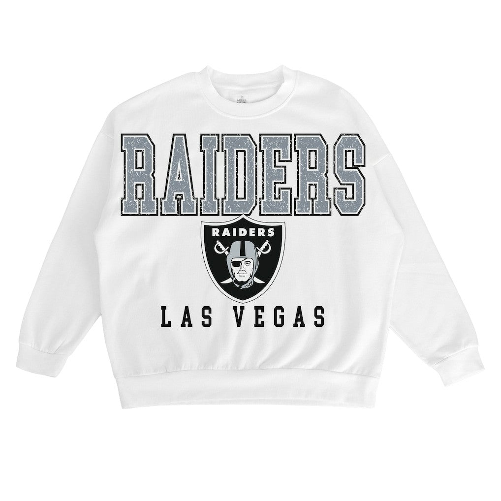 Las Vegas Raiders Gameday Couture Women's Sunday Drives Oversized Crewneck Pullover Sweatshirt – White - NFL
