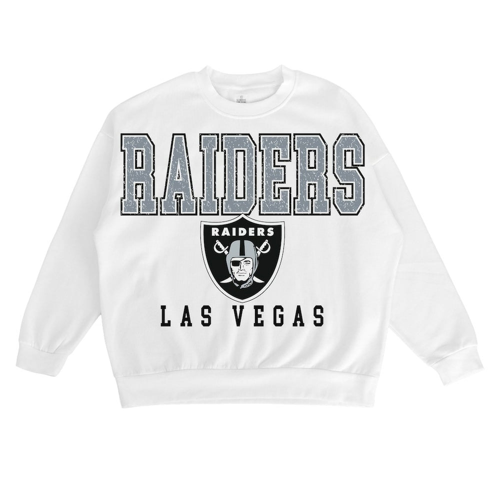 Las Vegas Raiders Gameday Couture Women's Sunday Drives Oversized Crewneck Pullover Sweatshirt – White - NFL