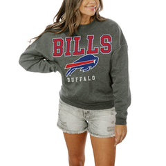 Buffalo Bills Gameday Couture Women's Oversized Bring The Energy Pullover Sweatshirt – Charcoal - NFL