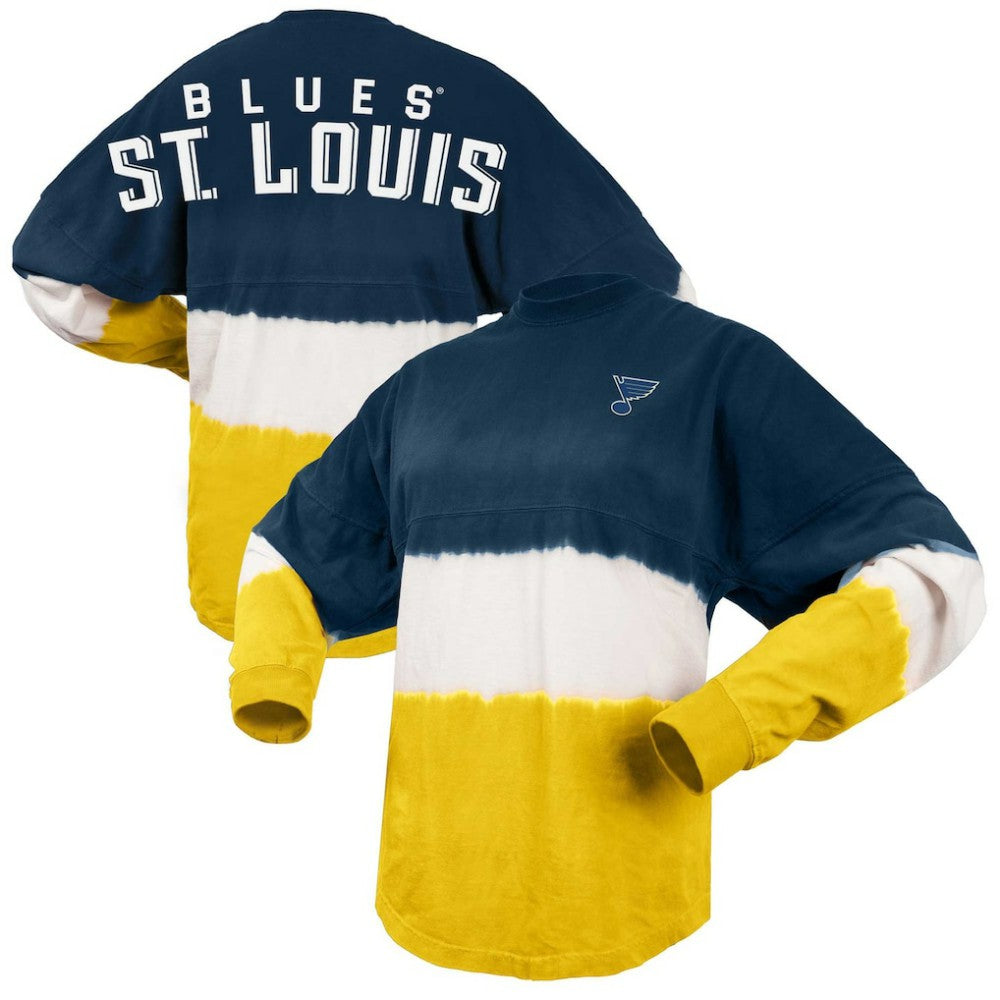 St. Louis Blues Fanatics Women's Ombre Long Sleeve T-Shirt - Navy/Gold | Fanatics Clearance
