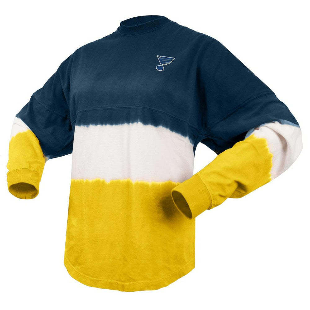 St. Louis Blues Fanatics Women's Ombre Long Sleeve T-Shirt - Navy/Gold | Fanatics Clearance