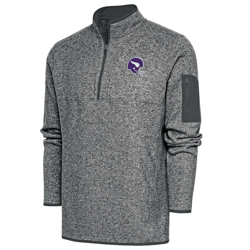 Minnesota Vikings Antigua Fortune Quarter-Zip Pullover Jacket - Heather Charcoal - NFL