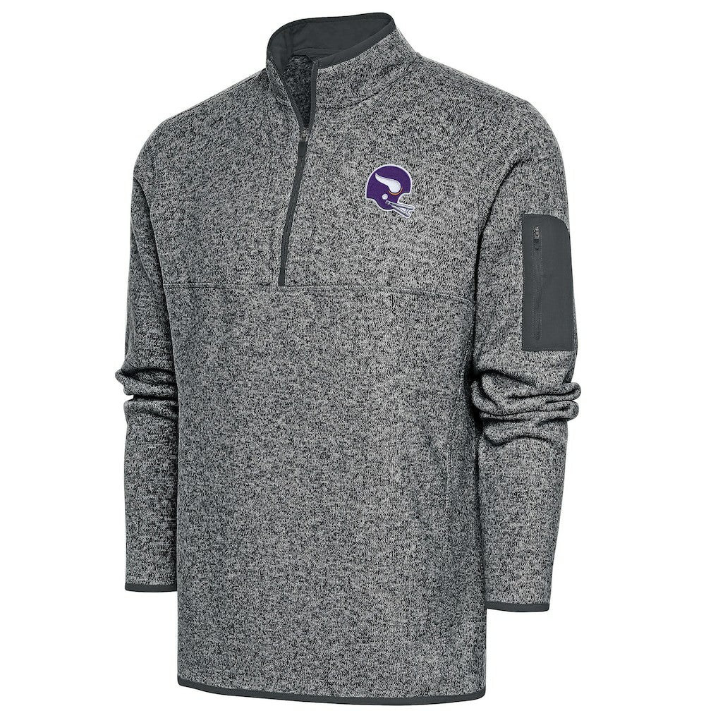 Minnesota Vikings Antigua Fortune Quarter-Zip Pullover Jacket - Heather Charcoal - NFL