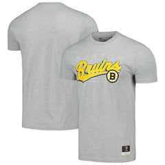 Boston Bruins Mitchell & Ness 100th Anniversary Script Sweep T-Shirt - Heather Gray | NHL discount