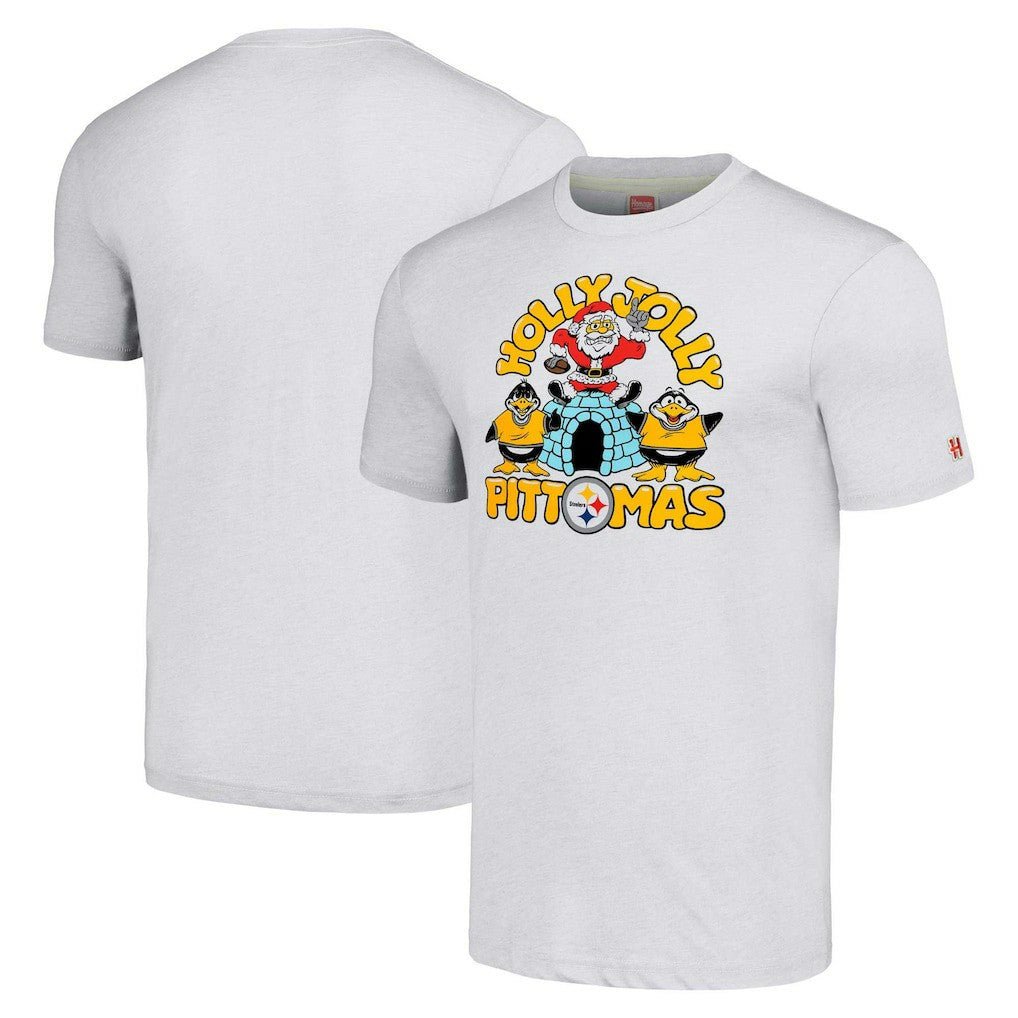 Pittsburgh Steelers Homage Unisex Holiday Tri-Blend T-Shirt - Gray - NFL