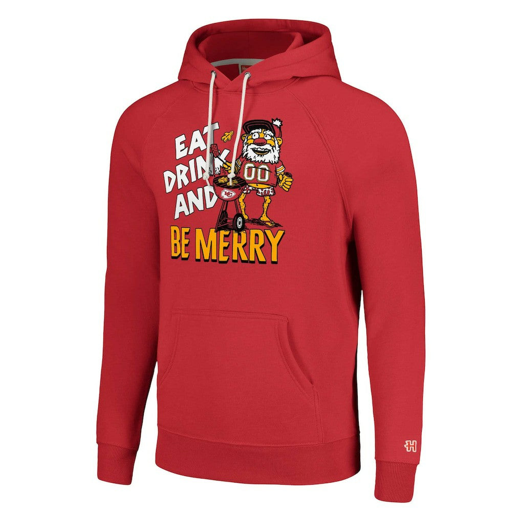 Kansas City Chiefs Homage Unisex Holiday Raglan Tri-Blend Pullover Hoodie - Red - NFL