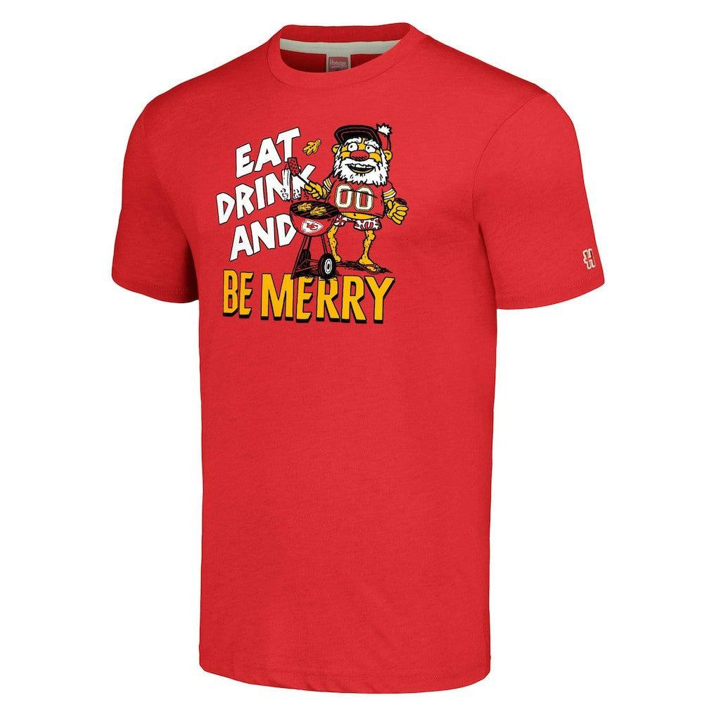 Kansas City Chiefs Homage Unisex Holiday Tri-Blend T-Shirt - Red - NFL