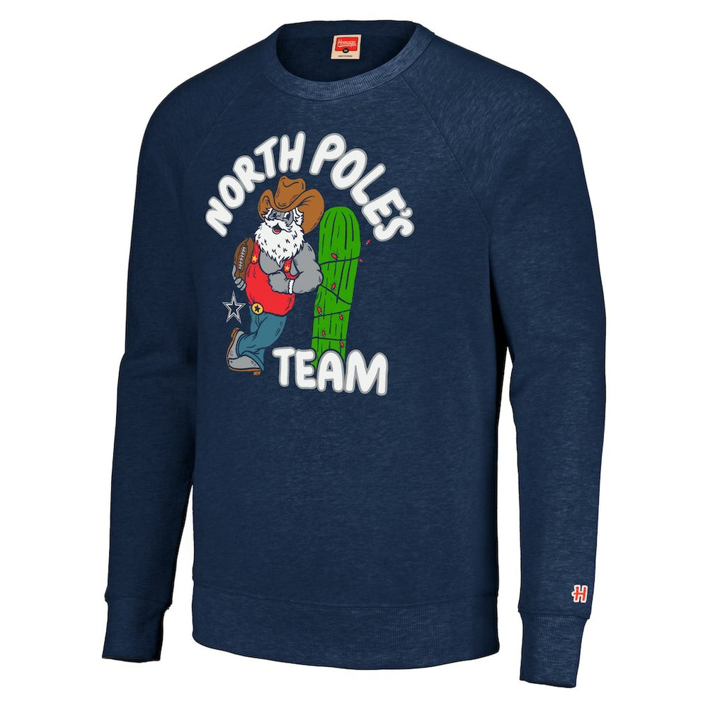 Dallas Cowboys Homage Unisex Holiday Raglan Tri-Blend Pullover Sweatshirt - Navy - NFL