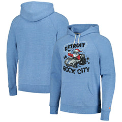 Detroit Lions Homage Unisex Holiday Raglan Tri-Blend Pullover Hoodie - Light Blue - NFL