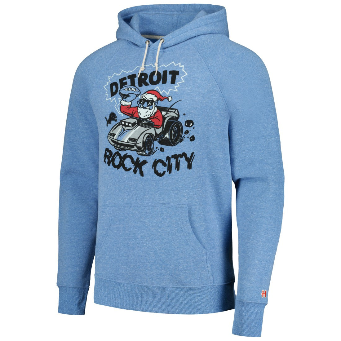Detroit Lions Homage Unisex Holiday Raglan Tri-Blend Pullover Hoodie - Light Blue - NFL