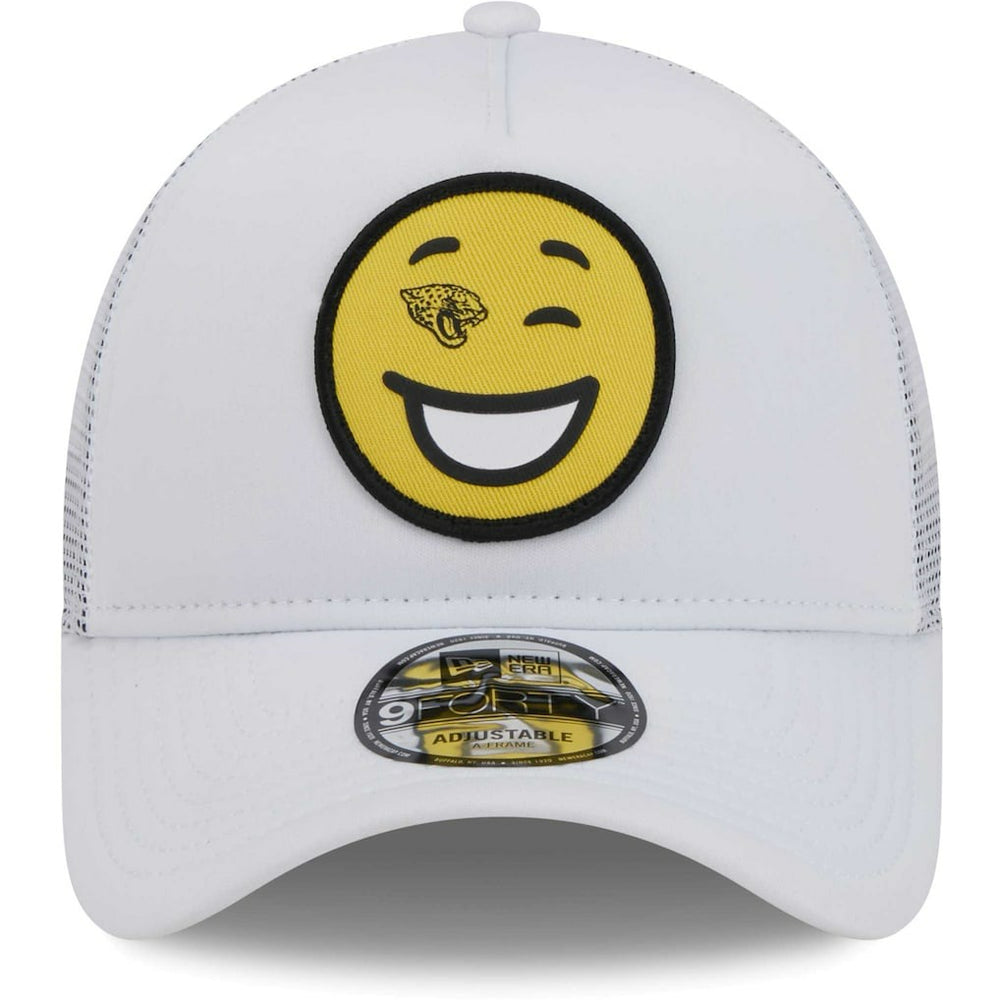 Jacksonville Jaguars New Era Happy A-Frame Trucker 9FORTY Snapback Hat - White - NFL