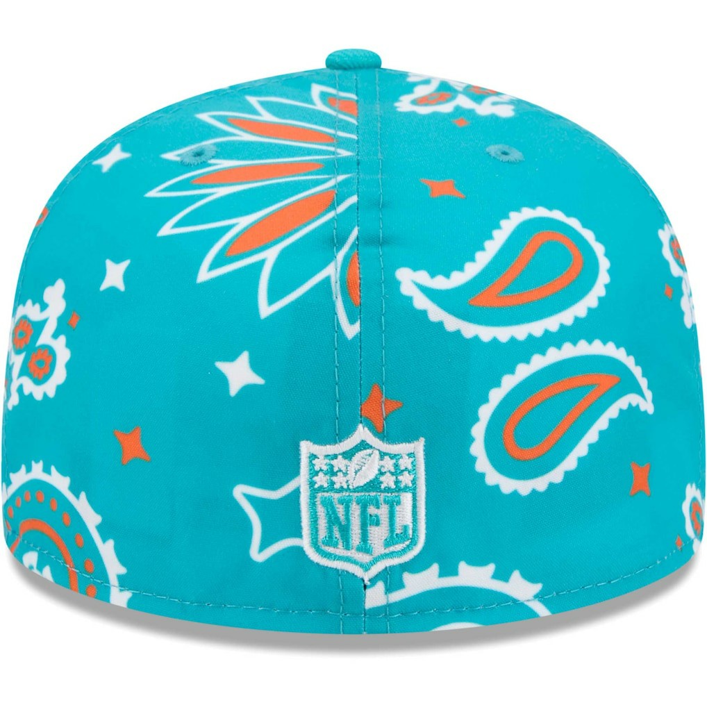 Miami Dolphins New Era Paisley 59FIFTY Fitted Hat - Aqua - NFL