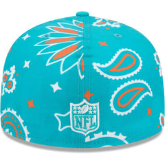 Miami Dolphins New Era Paisley 59FIFTY Fitted Hat - Aqua - NFL