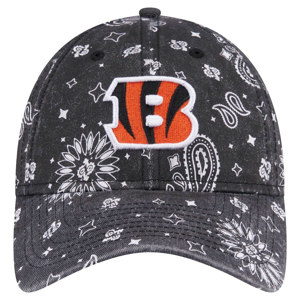 Cincinnati Bengals New Era Women's Paisley 9TWENTY Adjustable Hat - Black - NFL