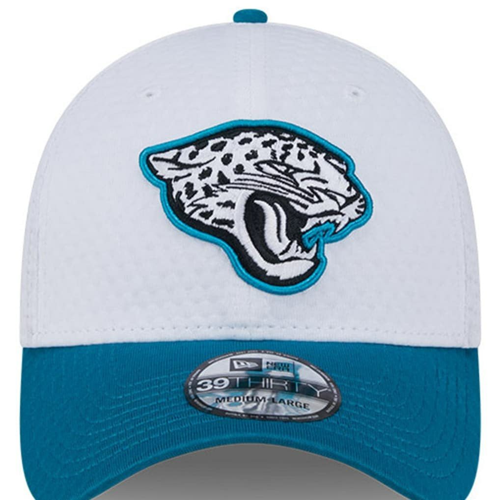 Jacksonville Jaguars New Era 2024 NFL Training Camp 39THIRTY Flex Hat - White/Teal - NFL