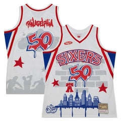 Mitchell & Ness Philadelphia 76ers x Tats Cru Hardwood Classics Fashion Jersey White