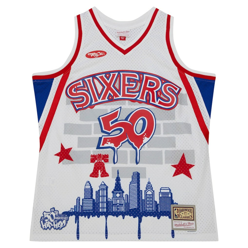 Mitchell & Ness Philadelphia 76ers x Tats Cru Hardwood Classics Fashion Jersey White