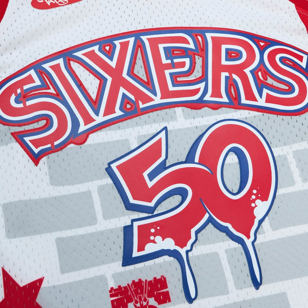 Mitchell & Ness Philadelphia 76ers x Tats Cru Hardwood Classics Fashion Jersey White