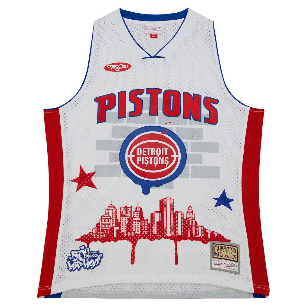 Mitchell & Ness Detroit Pistons x Tats Cru Hardwood Classics Fashion Jersey White