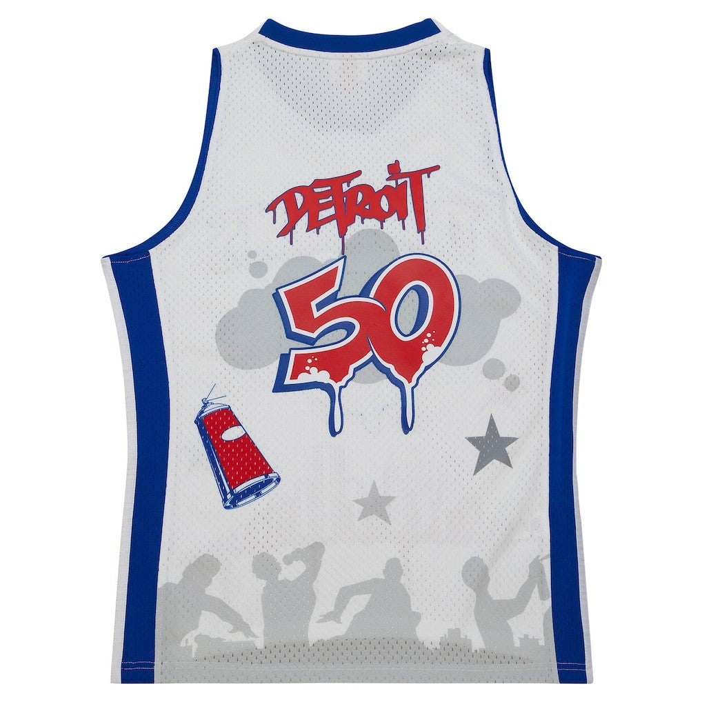 Mitchell & Ness Detroit Pistons x Tats Cru Hardwood Classics Fashion Jersey White
