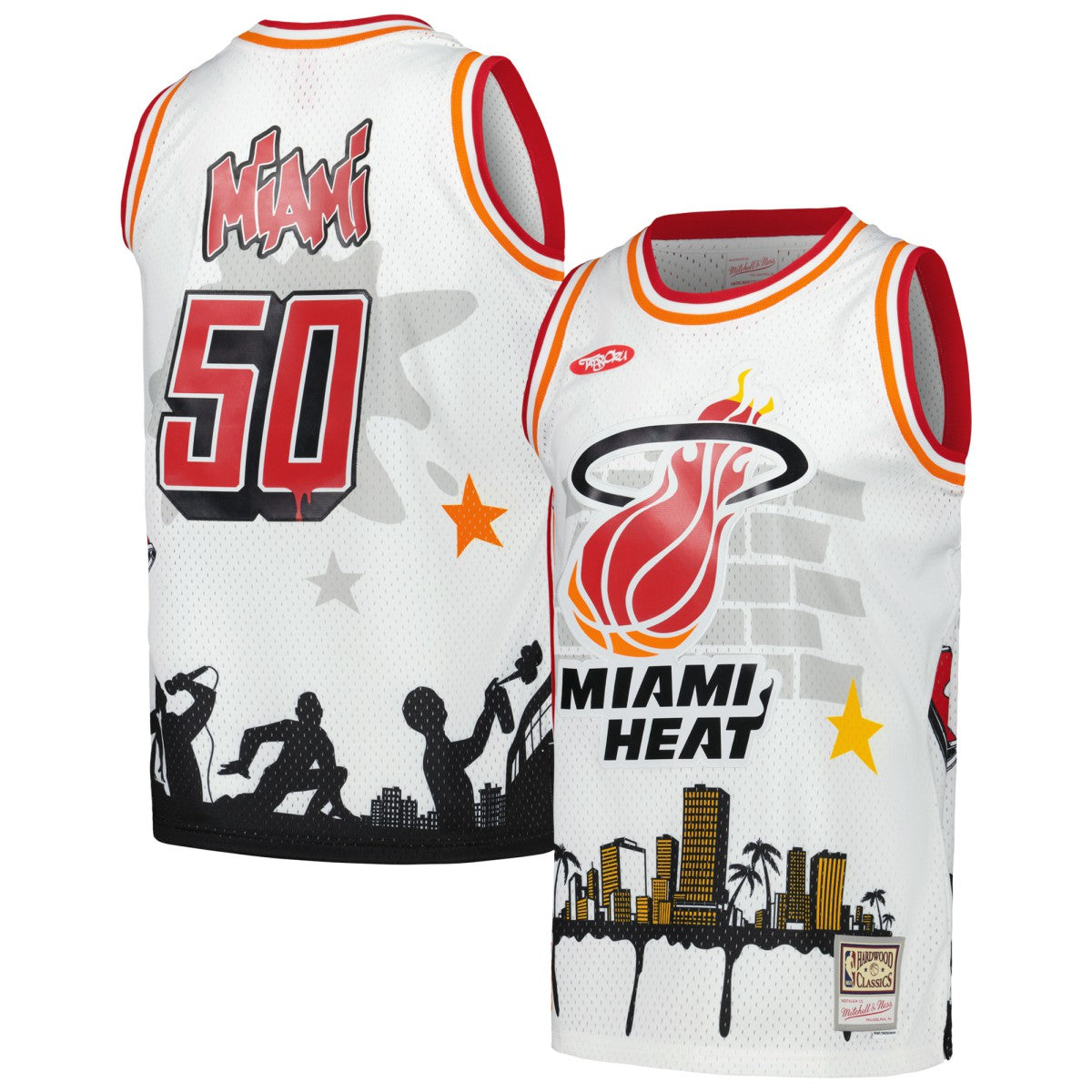 Mitchell & Ness Miami Heat x Tats Cru Hardwood Classics Fashion Jersey White