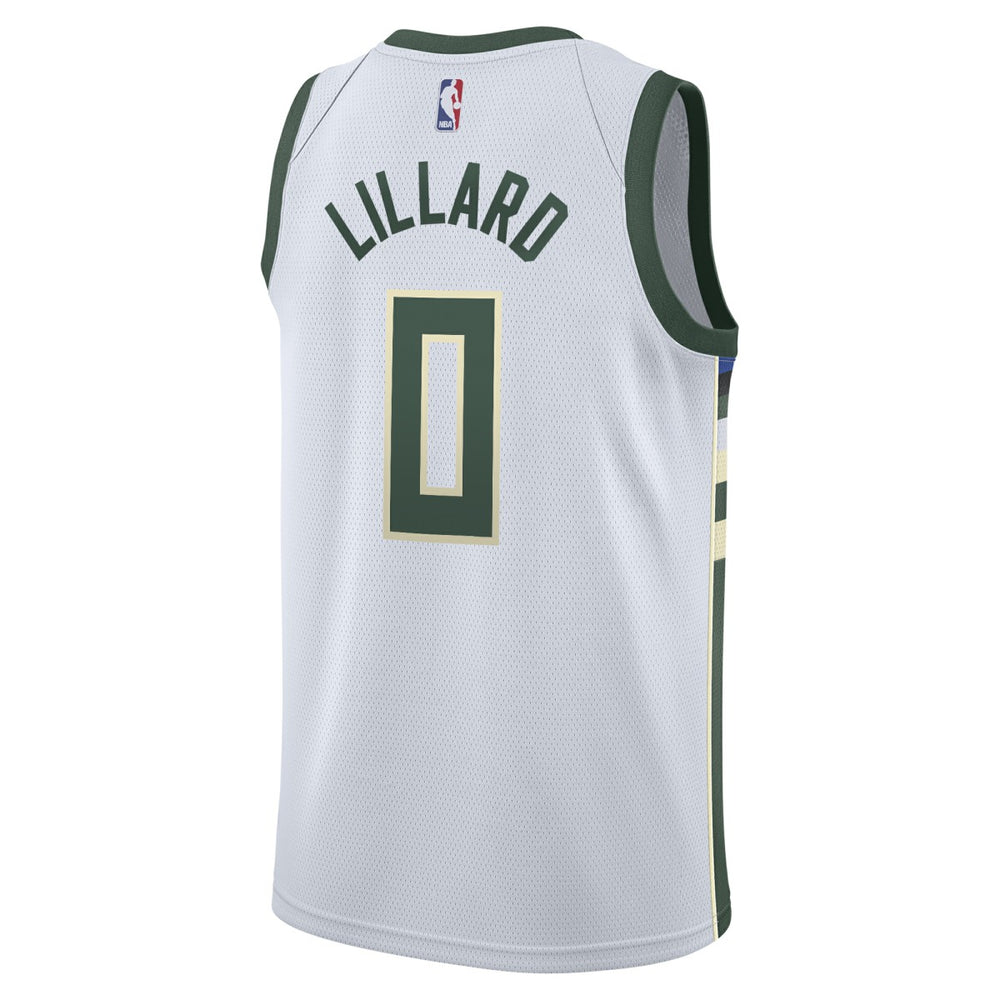 Nike Damian Lillard Milwaukee Bucks Unisex Swingman Player Jersey Association Edition White