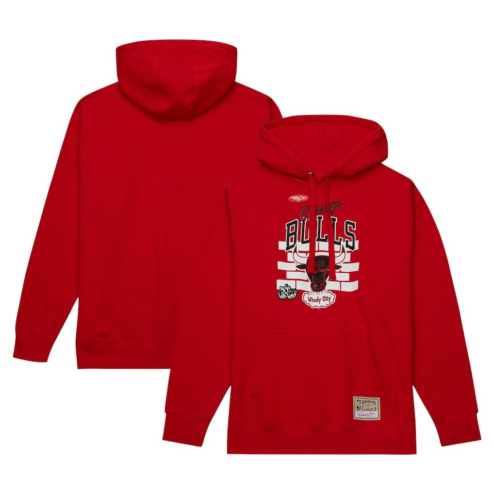 Mitchell & Ness Chicago Bulls x Tats Cru Hardwood Classics Brick Pullover Hoodie Red