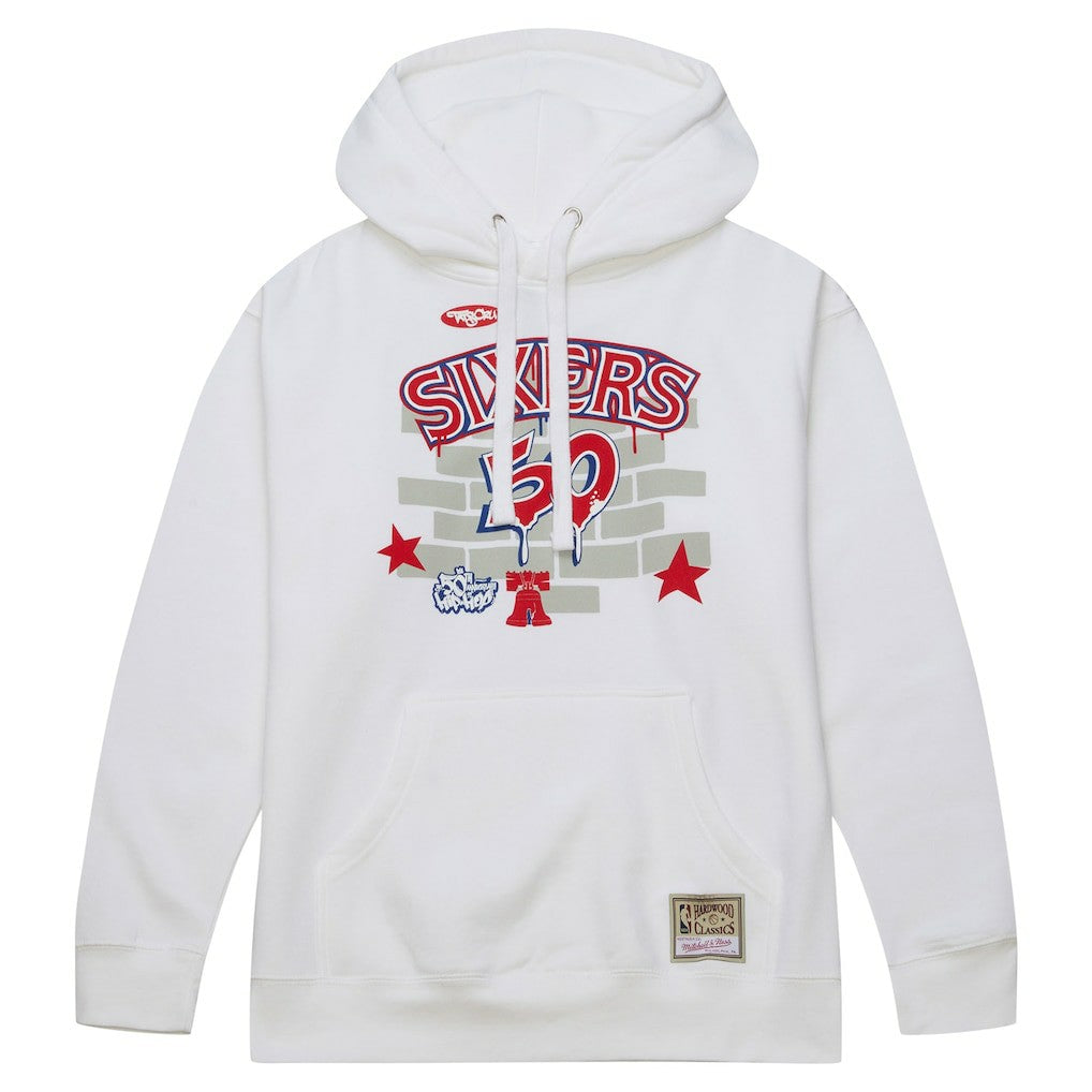 Mitchell & Ness Philadelphia 76ers x Tats Cru Hardwood Classics Brick Pullover Hoodie White