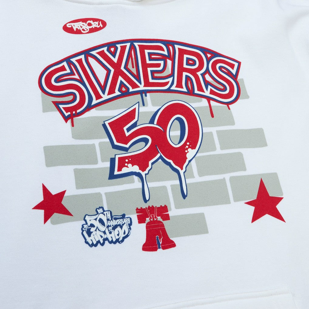 Mitchell & Ness Philadelphia 76ers x Tats Cru Hardwood Classics Brick Pullover Hoodie White