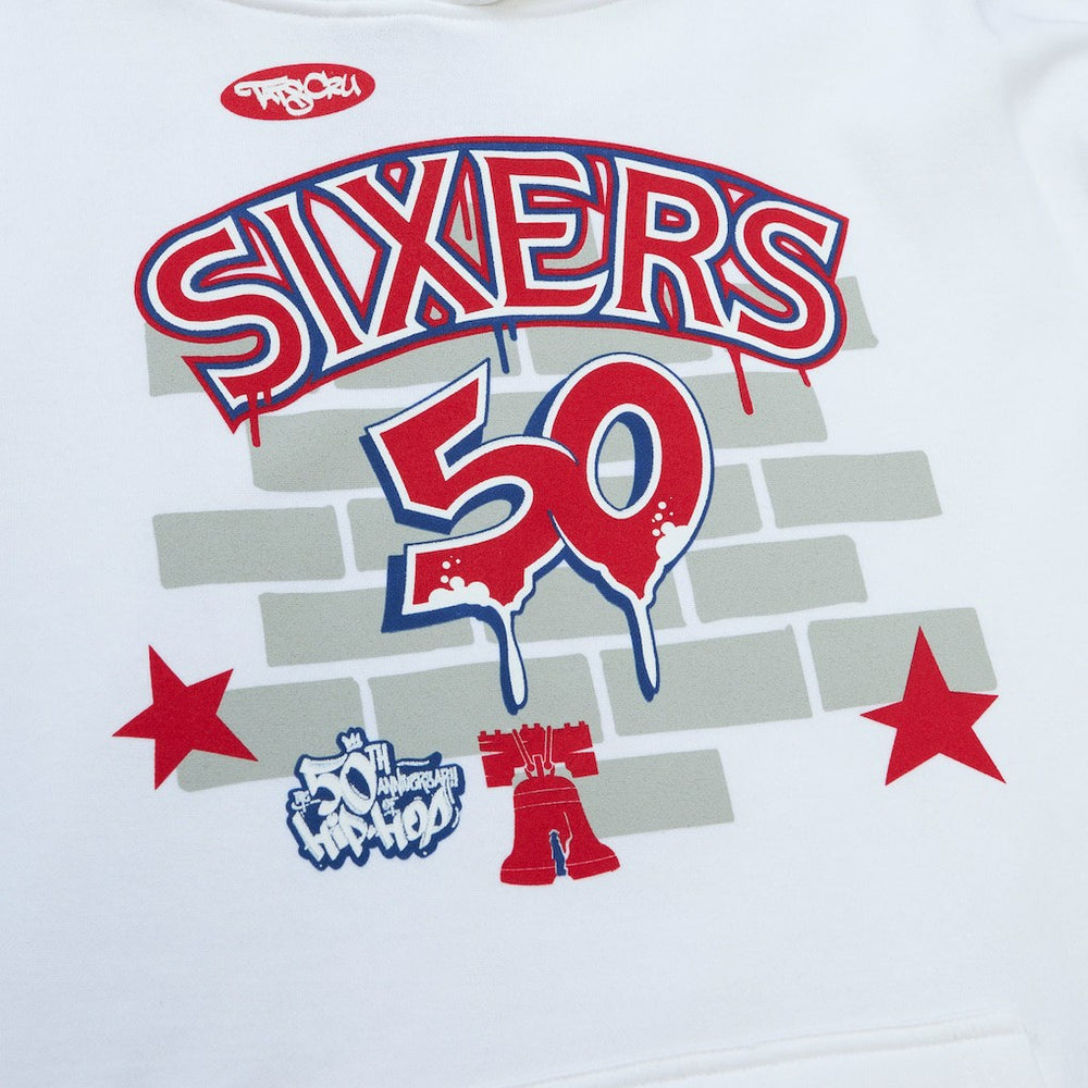 Mitchell & Ness Philadelphia 76ers x Tats Cru Hardwood Classics Brick Pullover Hoodie White